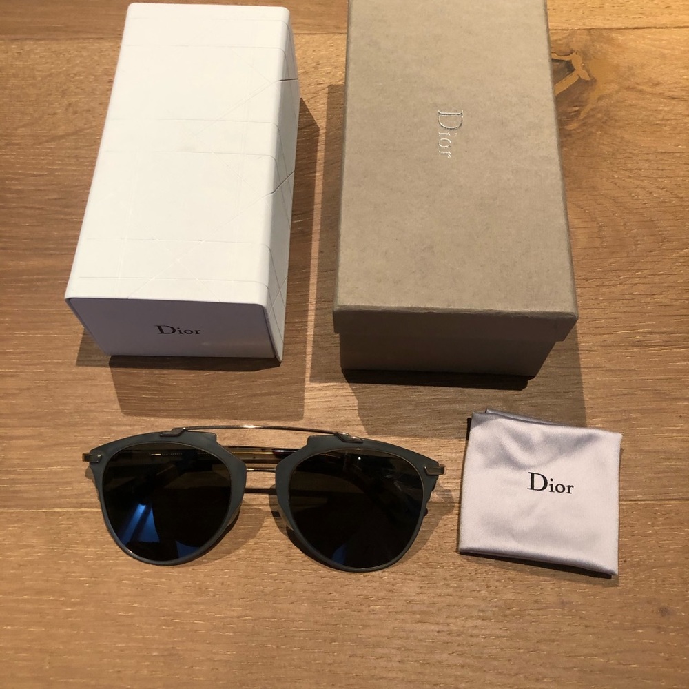 DIOR reflective PRE-70 Gray HAVANA/BROWN sunglasse - Picture 1 of 14